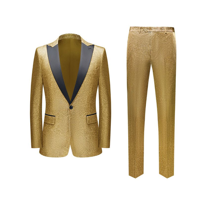 CT 2025 New Men's Korean Style Performance Costume Gold Stage Suit Two-Piece Set Mens Suits_voghion.com