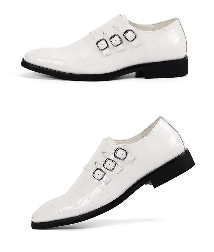 Cost performance Men's Casual Business Leather Shoes Mens Buckle Square Toe Dress Office Flats Men Fashion Wedding Party Oxfords EU Size_voghion.com