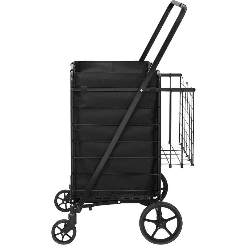 Large Shopping Liner, Cart Waterproof Capacity Swivel Grocery Cart 360° Dual Jumbo Basket, With With Folding 330LBS Removable_voghion.com