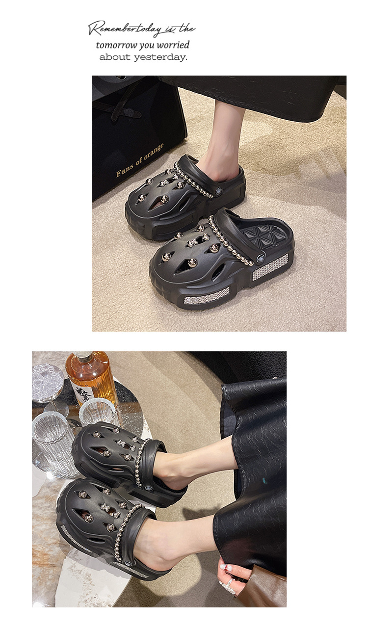 Frühling neue Mode Oberbekleidung Loch Schuhe Treten auf Scheiße Gefühl Baotou rutschfeste zwei tragen Strandsandalen und Hausschuhe mit dicken Sohlen_voghion.com
