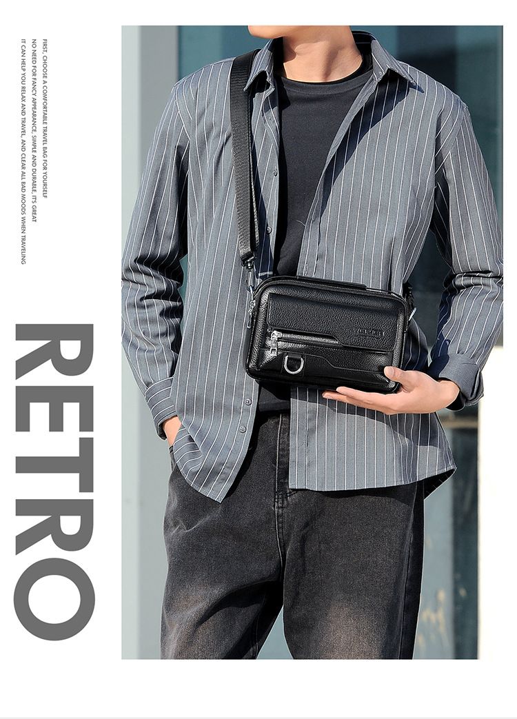 Borsa a tracolla impermeabile in PU da uomo - Borsa a tracolla sottile antifurto per lavoro e viaggio_voghion.com