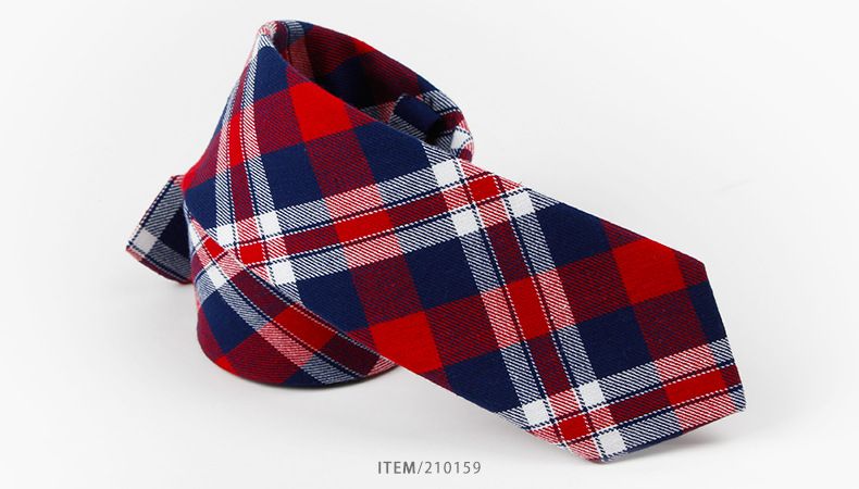 Corbata a cuadros de algodón unisex Corbata informal de moda para hombre estrecha de 6 cm_voghion.com