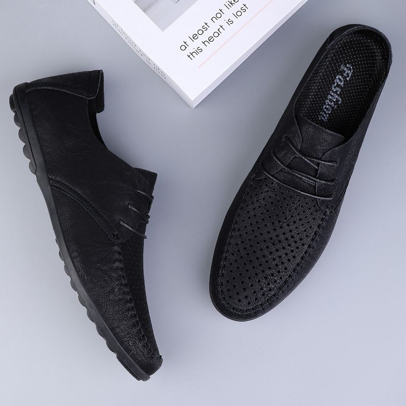 Große Ultra-Faser Hohl Loafers Klassische Herren Lederschuhe 2025 Sommer Neue Mode Trend Mokassins_voghion.com