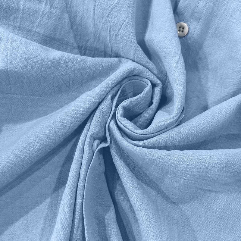 Camicia da spiaggia a maniche lunghe, semplice, traspirante, in lino, casual e ampia, da uomo, stile hawaiano, stile transfrontaliero americano._voghion.com