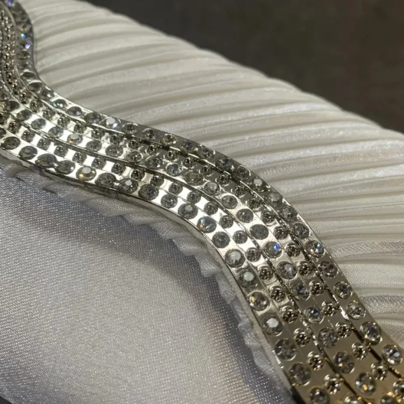 Pochette da sera in raso con diamanti bianchi ed eleganti per matrimoni, da donna, 250314l_voghion.com