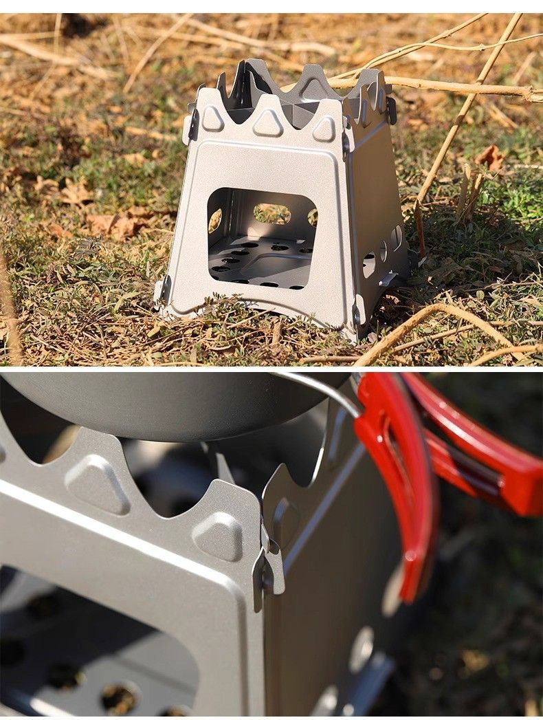 Estufa de leña plegable especial para acampar y hacer senderismo, ultraligera, para cocinar al aire libre, con agua hirviendo, resistente al viento y desmontable para picnic._voghion.com