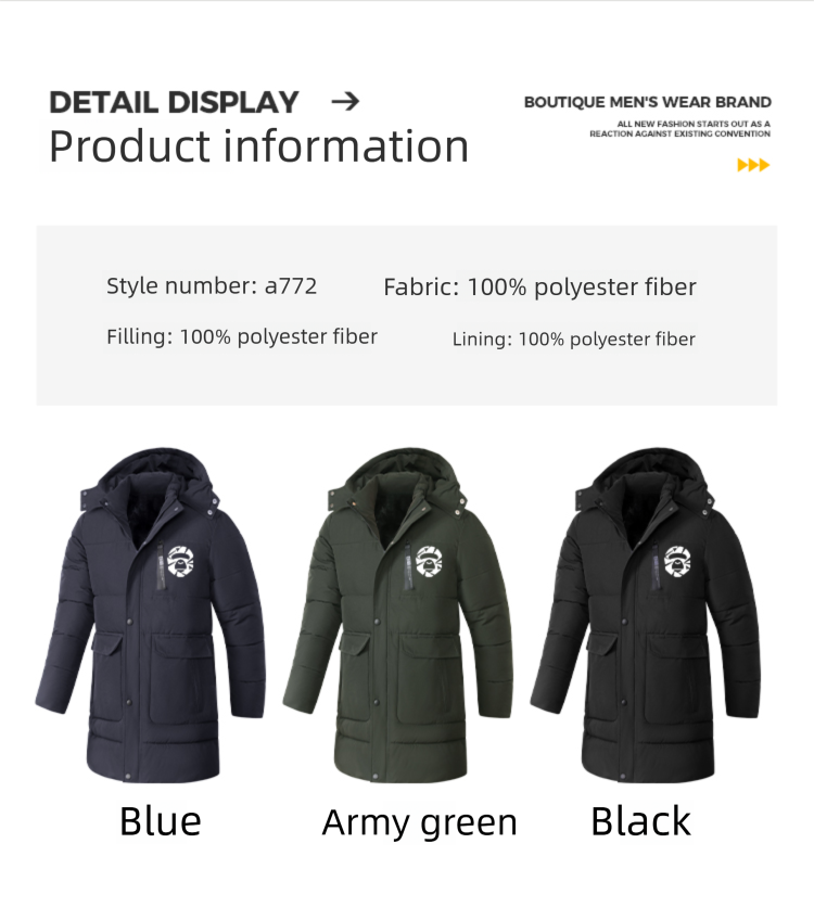 Giacca invernale versatile di media lunghezza in cotone per uomo, giacca casual alla moda 3D con cappello staccabile per uomo, 2025_voghion.com