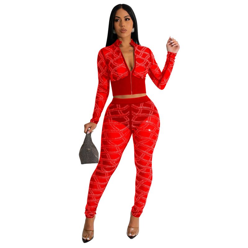 Set da donna in due pezzi a maniche lunghe da discoteca sexy in garza calda_voghion.com
