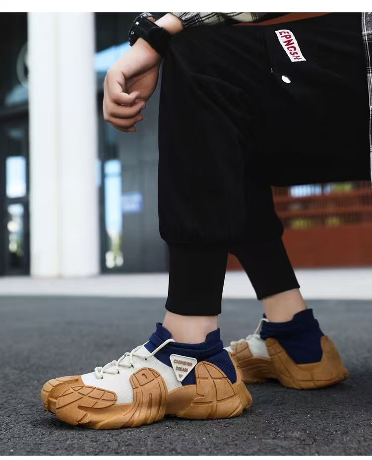 Men's New Thick-Soled Lightweight Sock Mouth Casual Shoes Youth Fashion Color-Block Sneakers_voghion.com