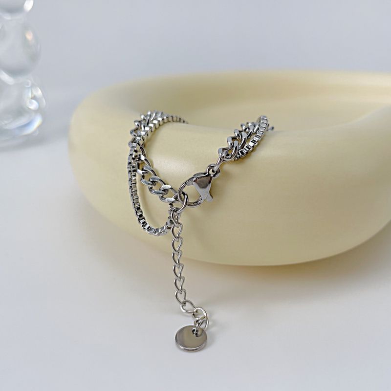 Women's Jewelry Fashion Titanium Steel Double Layer Stacking Summer Commuting All Match Stainless Steel Long Curved Brand Bracelet Female_voghion.com