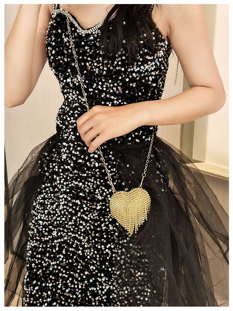 Neue Promi-Mini-Herzform Mode Diamant Perle Mini Geldbörse Abendtasche Kette Tasche_voghion.com