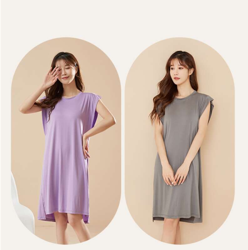 Modal Sleepwear With Chest Cushion In Summer, Anti Protrusion Point, Eucalyptus Antibacterial Thin Home Clothes, Vest_voghion.com
