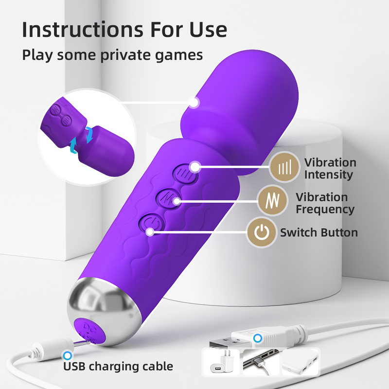 20 Speed Powerful Vibration Av Magic Wand Clitoral Stimulation Massage Masturbator Dildo Vibrator Adult Sex Toys_voghion.com