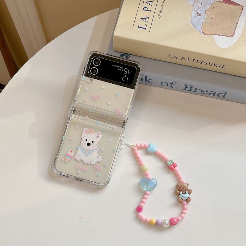 Wave Dot Puppy for Samsung Galaxy Z Flip5 Phone Case Electroplated Zflip4/3 Folding Screen Saver Sheath_voghion.com