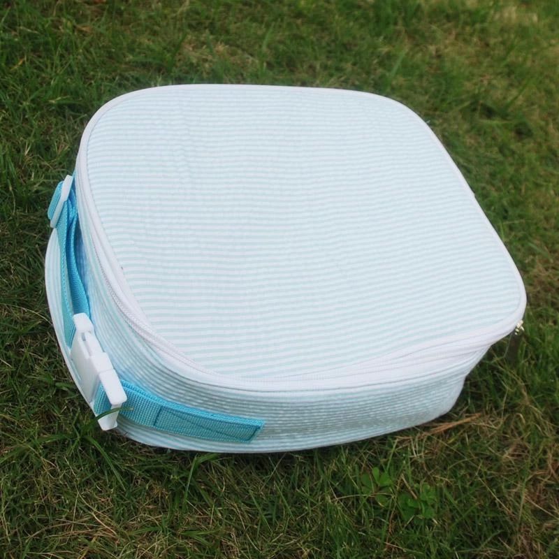 Bolsa de almuerzo para estudiantes transfronterizos Bolsa de aislamiento portátil para niños Bolsa de almuerzo de seersucker Bolsa de hielo para picnic al aire libre_voghion.com