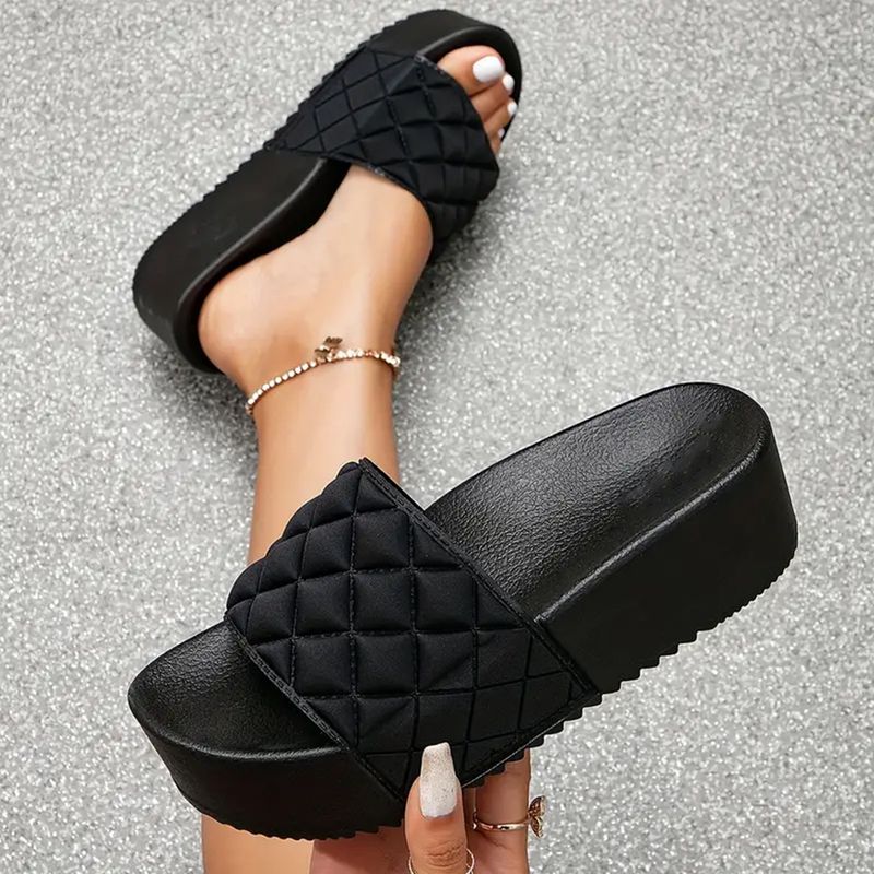 Sandali con plateau a quadri per donna, estivi, da spiaggia_voghion.com