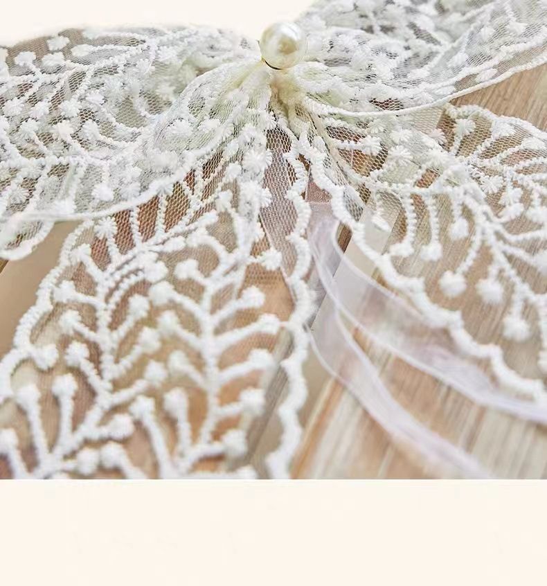 Raffhalter aus Spitzenschleife, leichter, luxuriöser französischer Vorhang mit Kordelzugschnalle im koreanischen Stil, ohne Bohren, schönes, transparentes Bindeseil_voghion.com