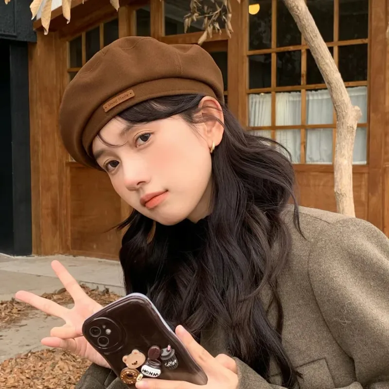 Heißer Verkauf Retro Einfarbig für Frauen Herbst Winter Britischen Maler Künstler Caps Damen Elegante Achteckige Panama Baskenmütze Hüte_voghion.com