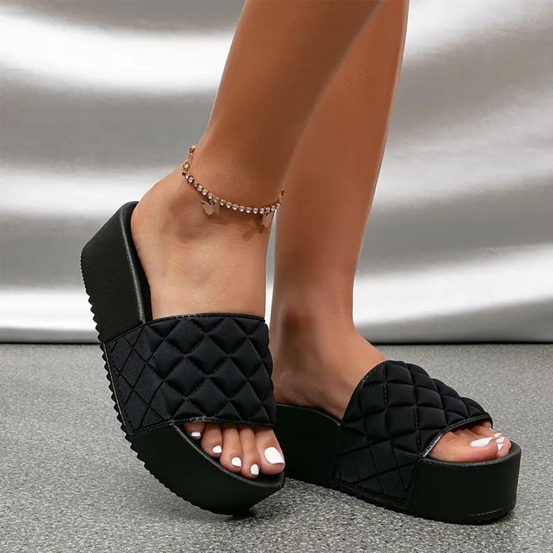 Sandali con plateau a quadri per donna, estivi, da spiaggia_voghion.com