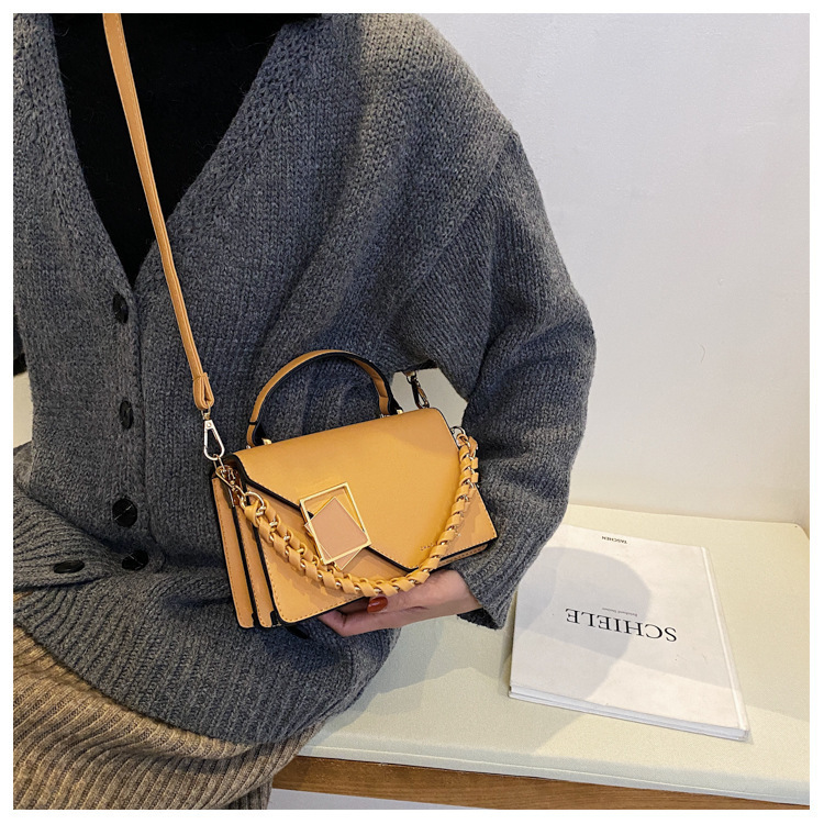 Tas van hoge kwaliteit Dames nieuwe kettingschoudertas Crossbodytas van hoge kwaliteit Buitenlandse handtas Vierkante tas in effen kleur_voghion.com