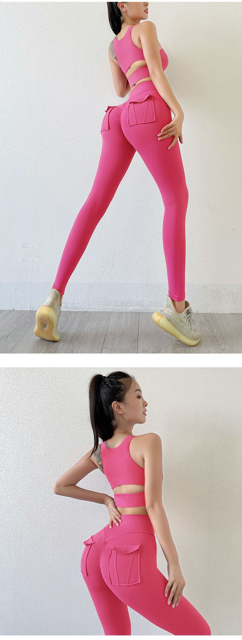 Women's Nude High-waist Butt-lifting Yoga Pants For Women With Pockets Sports Tights Chrysanthemum Fitness Pants_voghion.com