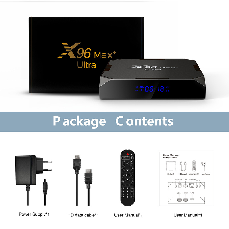 X96Max Plus Ultra TV Box Android 11 Amlogic S905X4 4GB 32GB TVBOX AV1 8K Wifi BT X96 Max Media Player TV Set Top Box_voghion.com