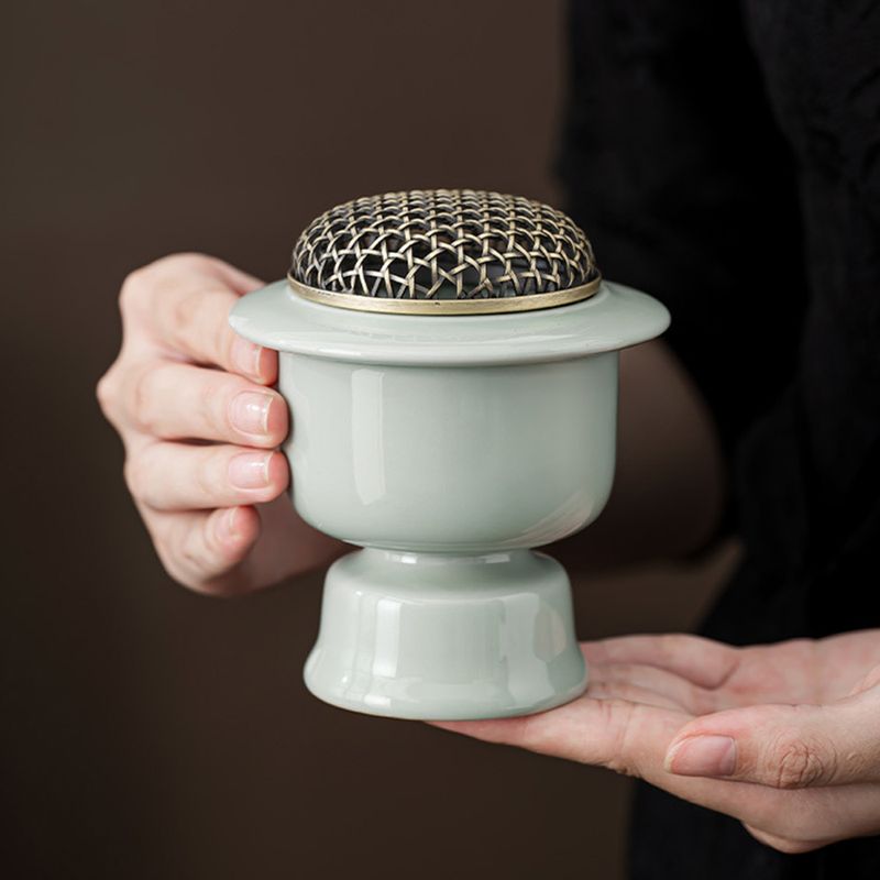 Bruciatore di incenso elettrico ad alta temperatura Celadon, riscaldamento con regolazione della temperatura temporizzata, bruciatore di aromi elettronico specializzato da 110 V_voghion.com