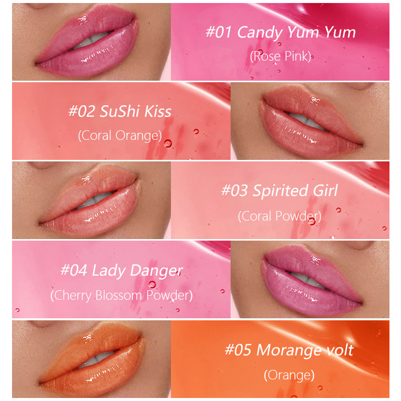 Pudaier 5 Tone Moisturizing Color Honey Non Staying Cup Pearlescent Lip Glaze_voghion.com