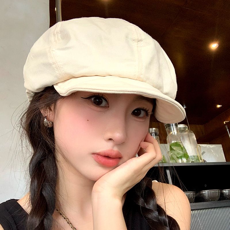 RenMou Beret Children Literary Painter Big Head Circumference Small Face Versatile Cloud Octagonal Hat Female Exclusive Supply_voghion.com