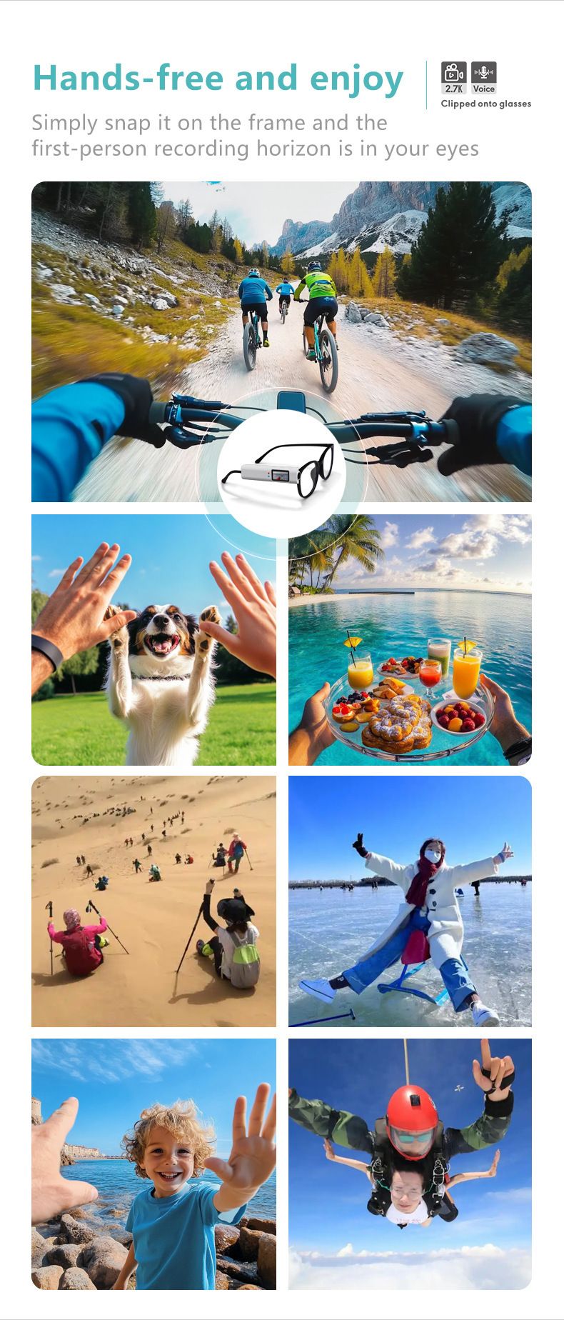Neue WIFI-Handy-Zusammenschaltung, Kopfmontierter Ersatz für Aufnahme- und Videobrille, Sportkamera 1080P HD_voghion.com