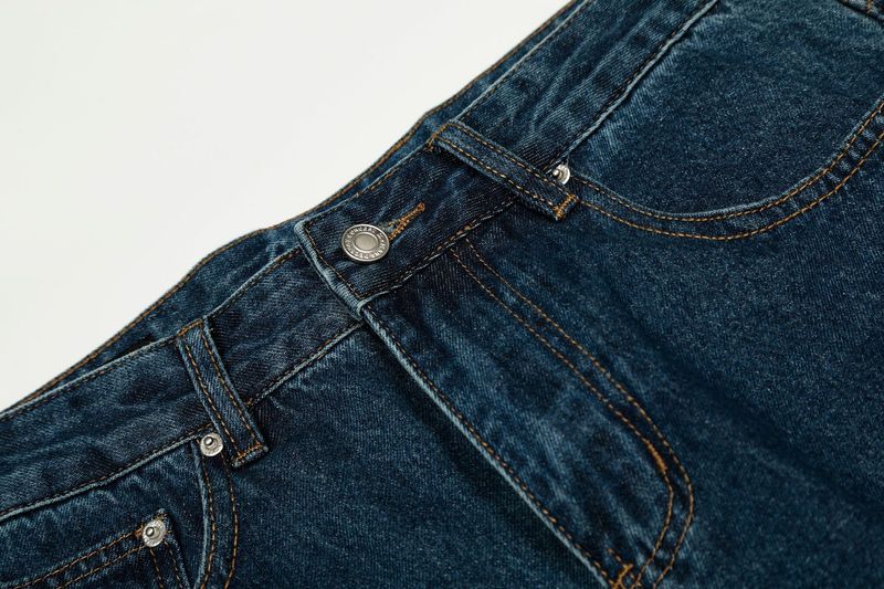 G6875 American Trendy Neutral Street Retro Nostalgic Blue Design Loose Men's Washed Scimitar Jeans_voghion.com