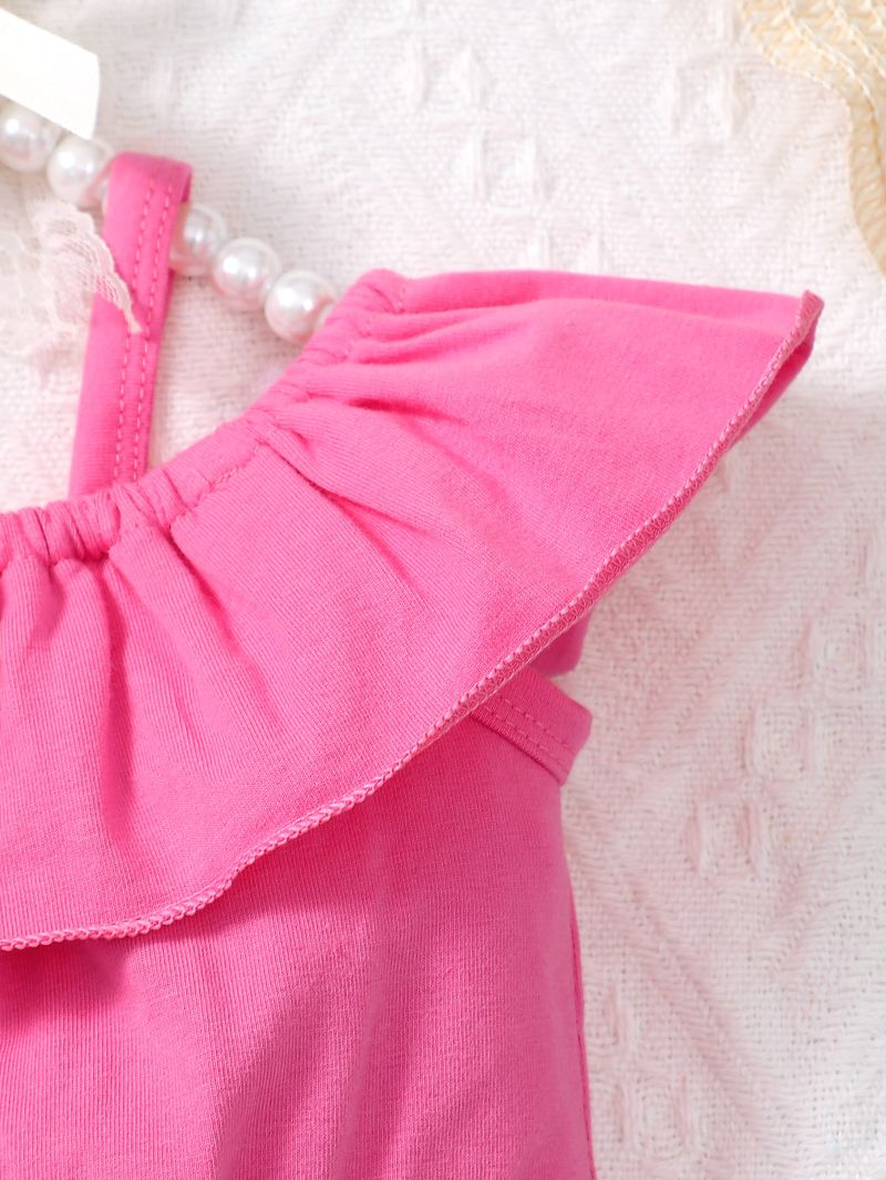 Set composto da top in cotone tinta unita e pantaloncini stampati per neonata Ins Hot_voghion.com