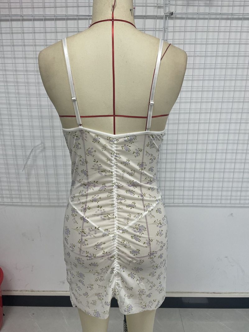 Îmbrăcăminte de damă la modă rochie sexy din dantelă florală cu decolteu în V _voghion.com