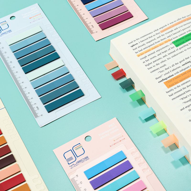 Yueda 40 Farbe Morandi Index Aufkleber Durchscheinendes Etikett Fluoreszierende Anzeige Post-it Notizen Student Supplies Transparenter Aufkleber_voghion.com