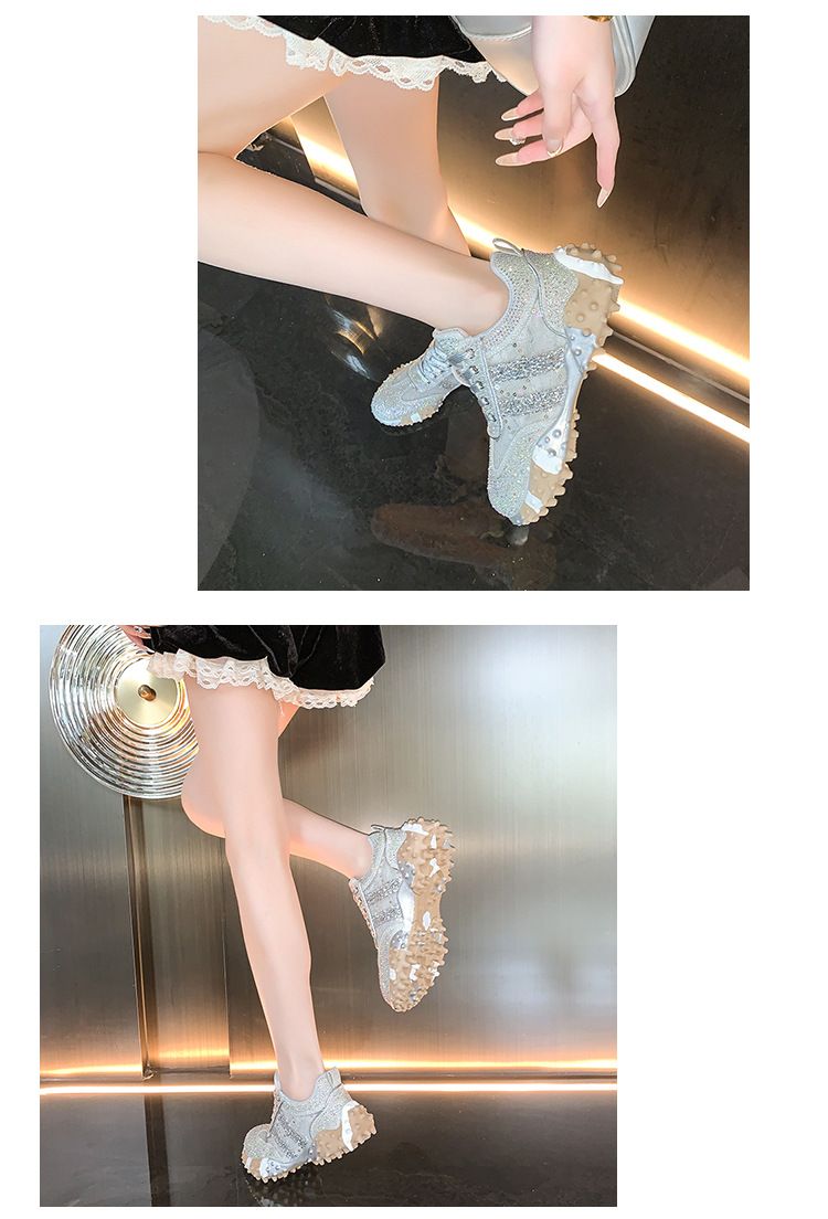 New Women's Fashion Sneakers With Rhinestone Accents – Lightweight, Comfortable & Non-Slip – Available In Sizes 35-43 (Silver/Gold)_voghion.com