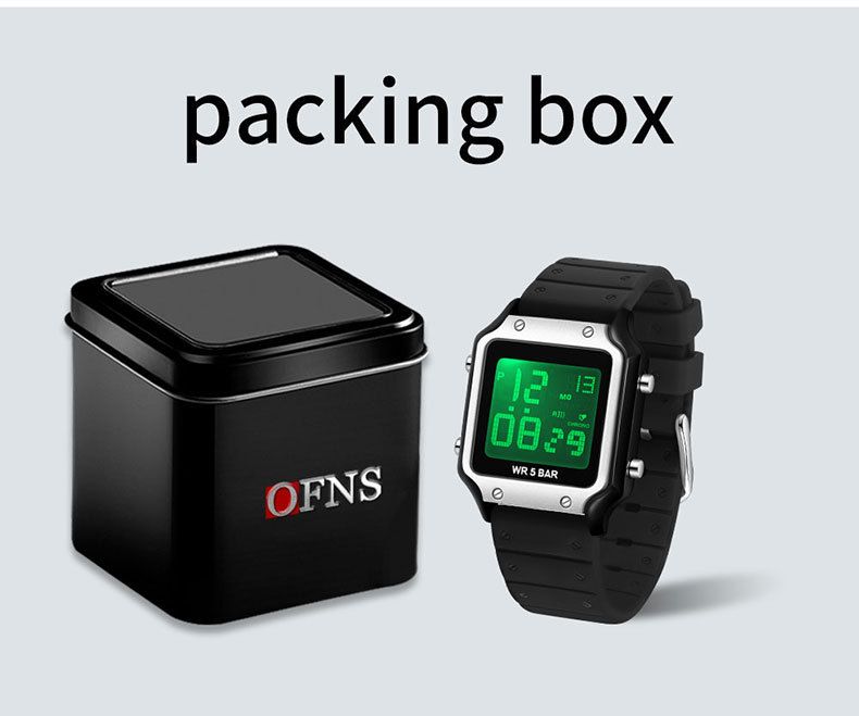 Orologio sportivo digitale quadrato classico con display multifunzione, impermeabile e antiurto per uomo e donna, elegante e durevole._voghion.com