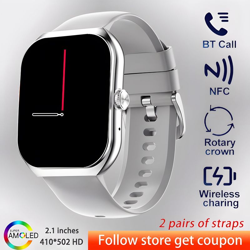 2024 Neue Männer Smart Watch HD Bluetooth Anruf 2,1 Zoll AMOLED Bildschirm GPS Sport Tracker Blutdruck Frauen NFC_voghion.com