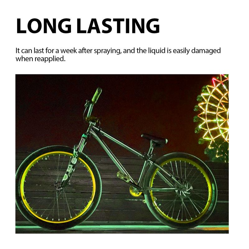 Spray riflettente notturno per biciclette, abbigliamento, segnali luminosi di avvertimento, spray fluorescente notturno_voghion.com