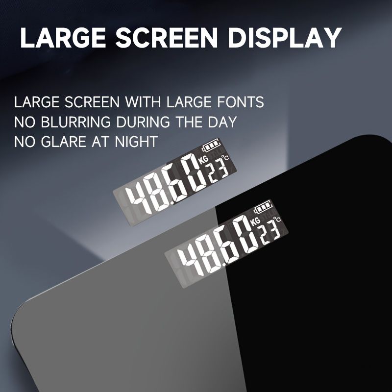 Bilancia digitale ad alta precisione per la misurazione del peso corporeo con display LCD, resistente, precisa e alimentata a batteria per uso domestico._voghion.com