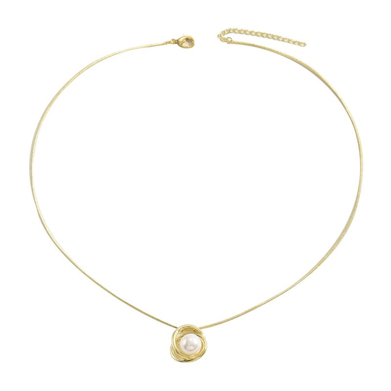 version of Korean style fresh and sweet small fragrance women's necklace niche string pearl cross ring design collarbone_voghion.com