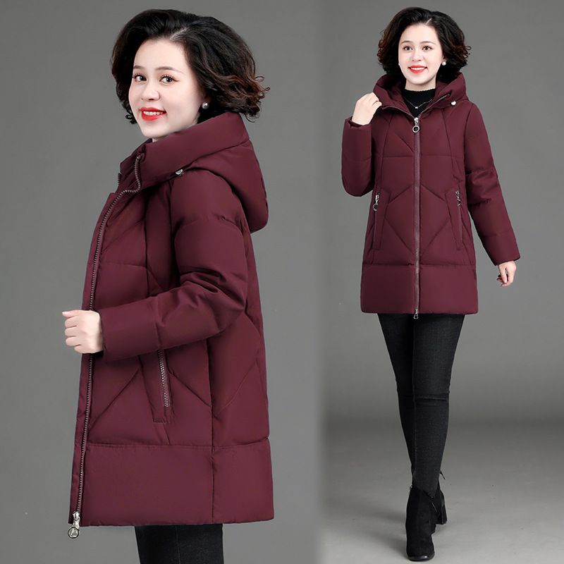 Plus Size Winter Coat For Women - Long Puffer Jacket With Hood, Ultra-Warm Polyester Filling, Black/Burgundy/Dusty Pink/Olive/Navy (XL-6XL)_voghion.com