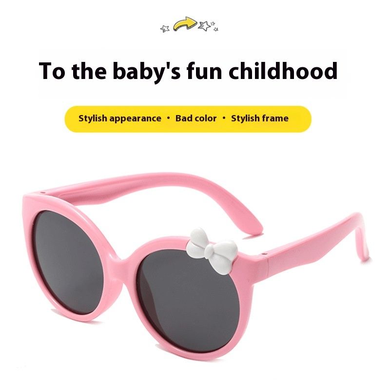 Occhiali da sole polarizzati per bambini, serie Macaron Color, con fiocco in silicone, per bambine e principesse_voghion.com