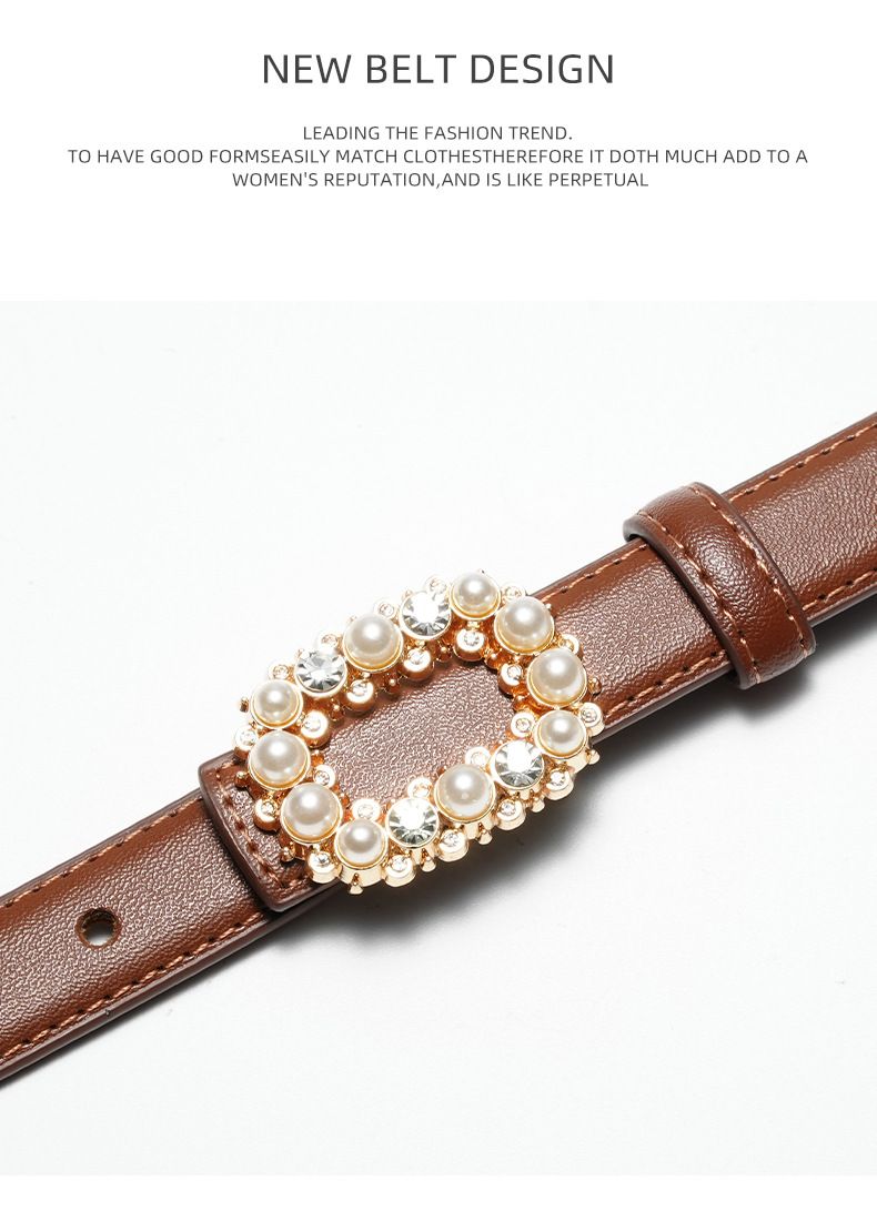 Smooth Buckle New Pant Dress Decorative Skirt Versatile Thin Belt Women's_voghion.com