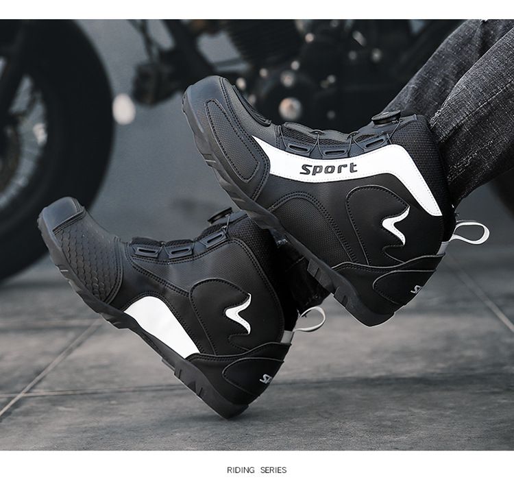 Pantofi noi de motocicletă pentru bărbați și femei, ghete de motocicletă off-road pentru patru sezoane, ghete scurte de curse, echipament de călătorie cu autoblocare pentru motociclete_voghion.com