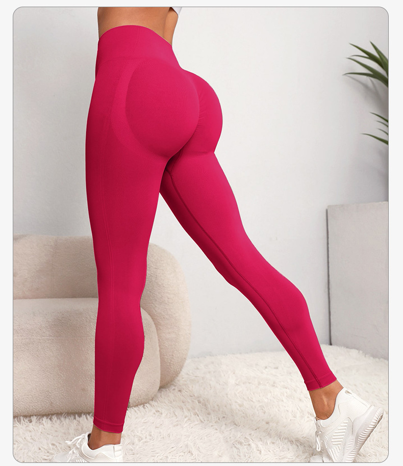 Damenbekleidung Hohe Taille Hüftheben Nahtlose Enge Schnelltrocknende Fitnesshose Oberbekleidung Laufsport Yogahose_voghion.com