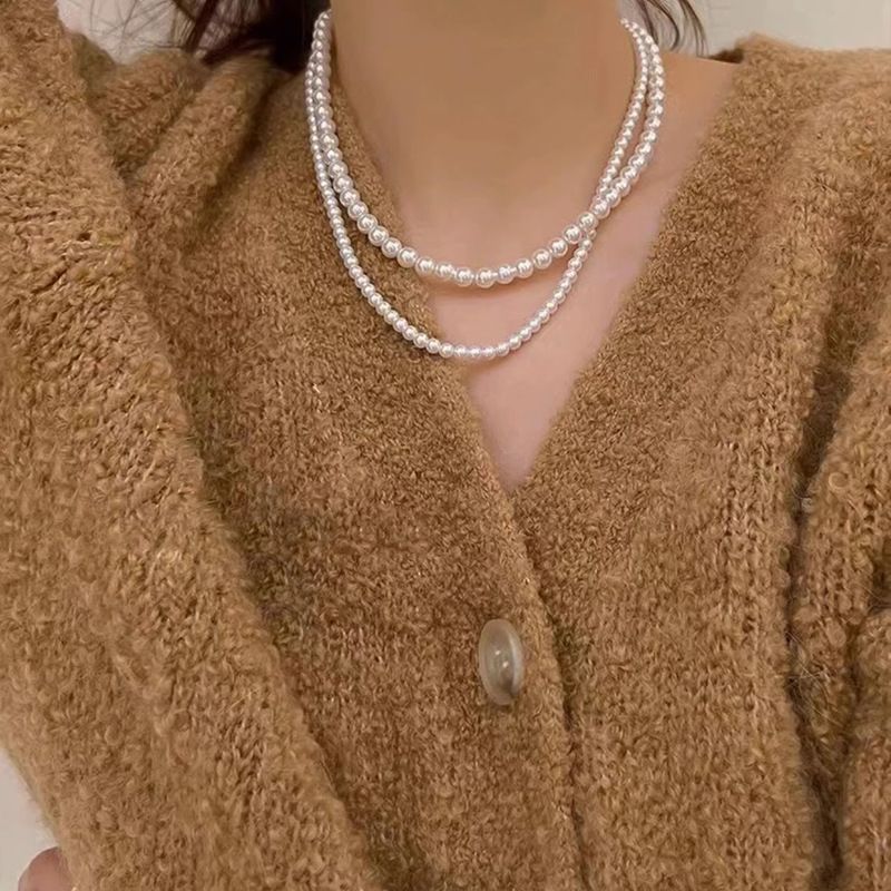 Collana di perle di vetro con perline, nuovo stile, collana di temperamento, design femminile, accessori per catene di clavicola_voghion.com