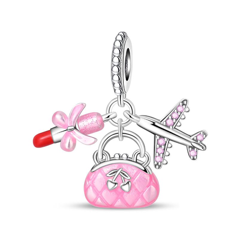 Women's Jewelry Travel Style Summer Cocktail Bag Charm Beads DIY Jewelry Accessories Bracelet Copper Plated Silver_voghion.com