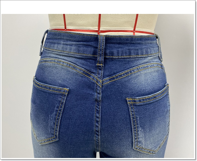 Abbigliamento donna Jeans aderenti per donna Pantaloni aderenti con perline adesive a farfalla e fiori, spacchi a matita per piedi piccoli_voghion.com