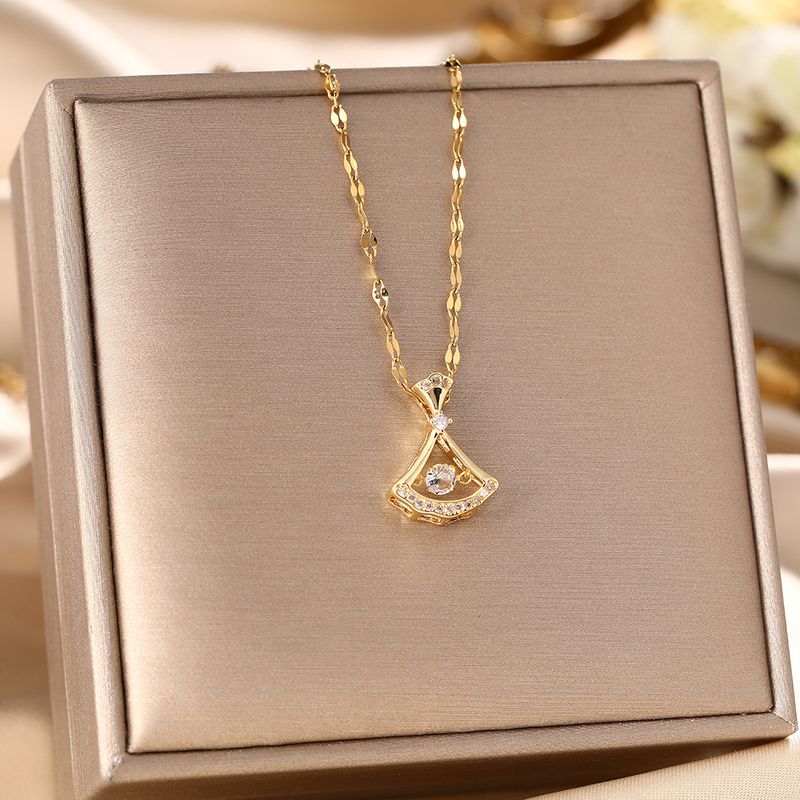 live Broadcast Titanium Steel Necklace Women's Smart, Fan-shaped Beating Heart Light Luxury Pendant Small Number_voghion.com