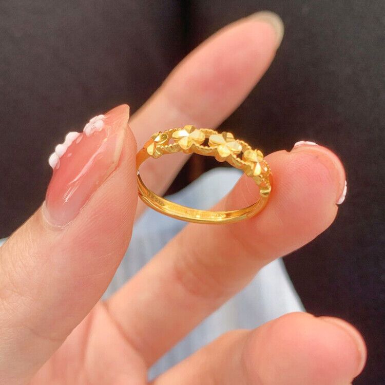 New Niche Vietnamese For Women Fashion Copper Gold-Plated Lucky Clover Ring_voghion.com